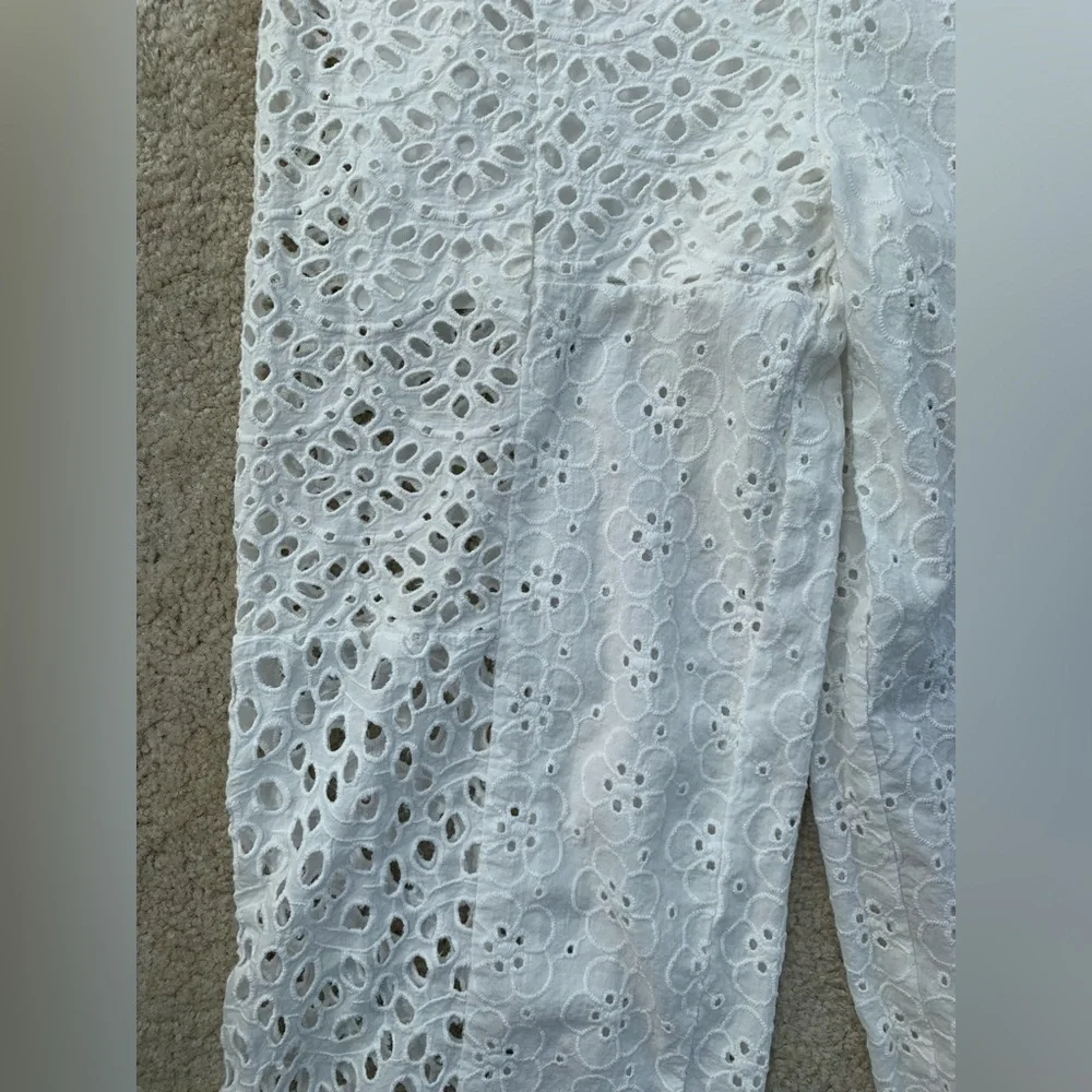 Zara Size 9 White Eyelet Jumpsuit Romper